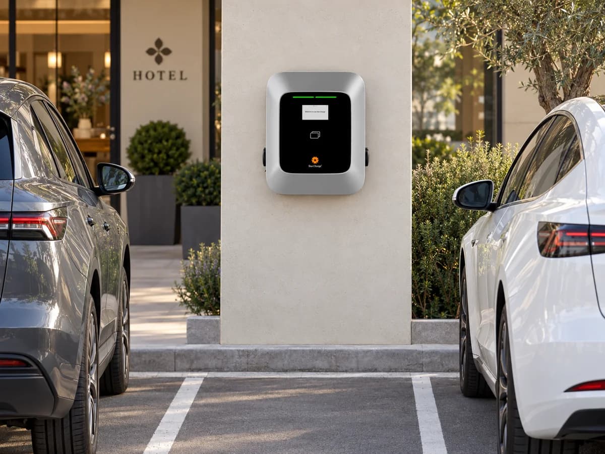 StarCharge Saturn · 2 × 22 kW · Case B sockets — hotel parking